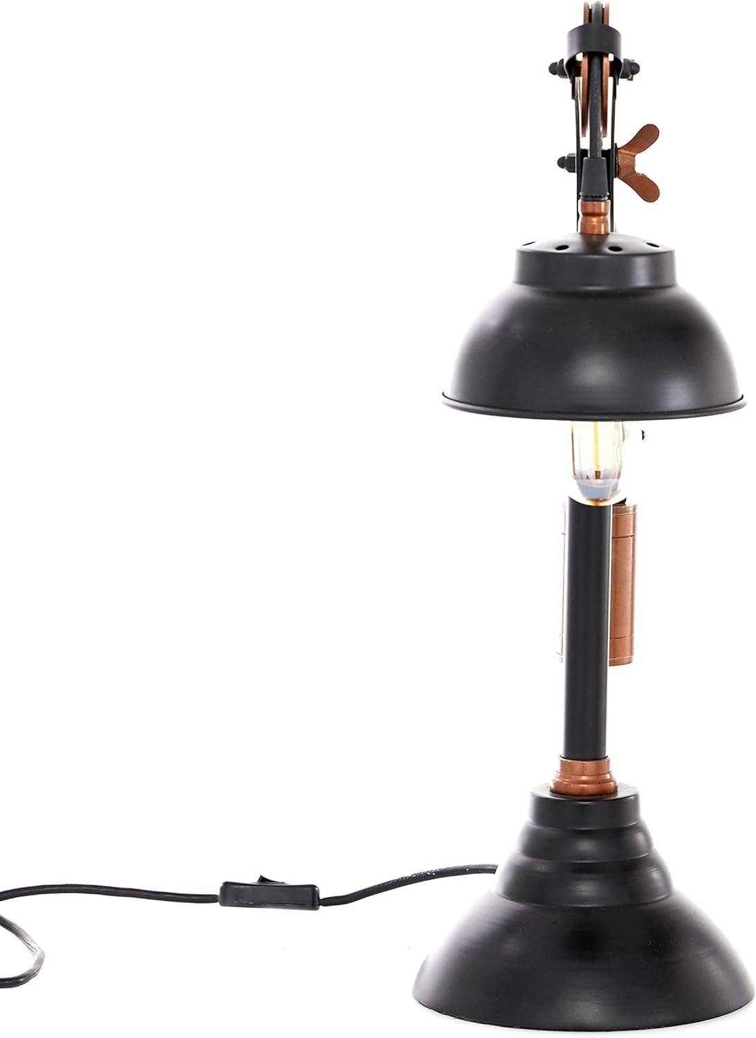 DecMode 24" Pulley Black Desk Lamp with Black Metal Shade