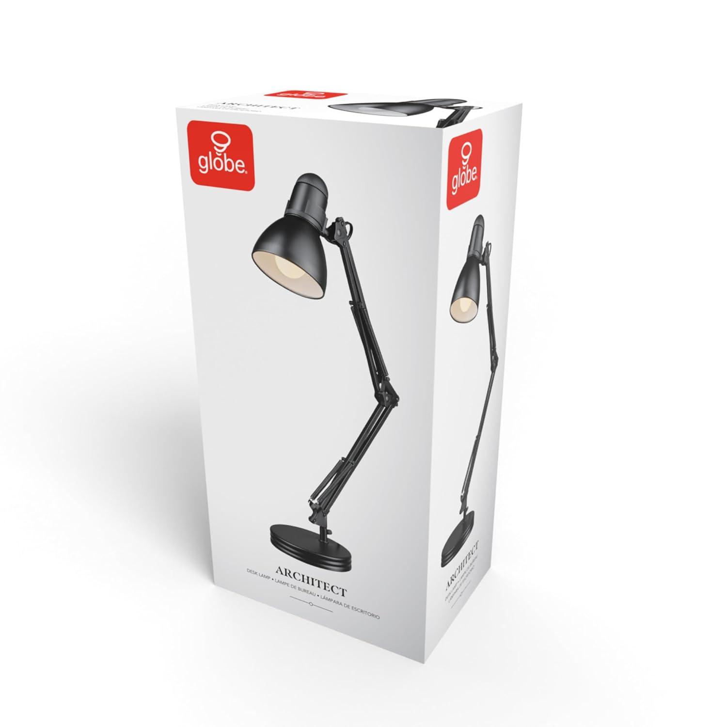 Globe Electric 28" Contemporary Heavy Base Architect Black Swing Arm Desk Lamp, 5698601