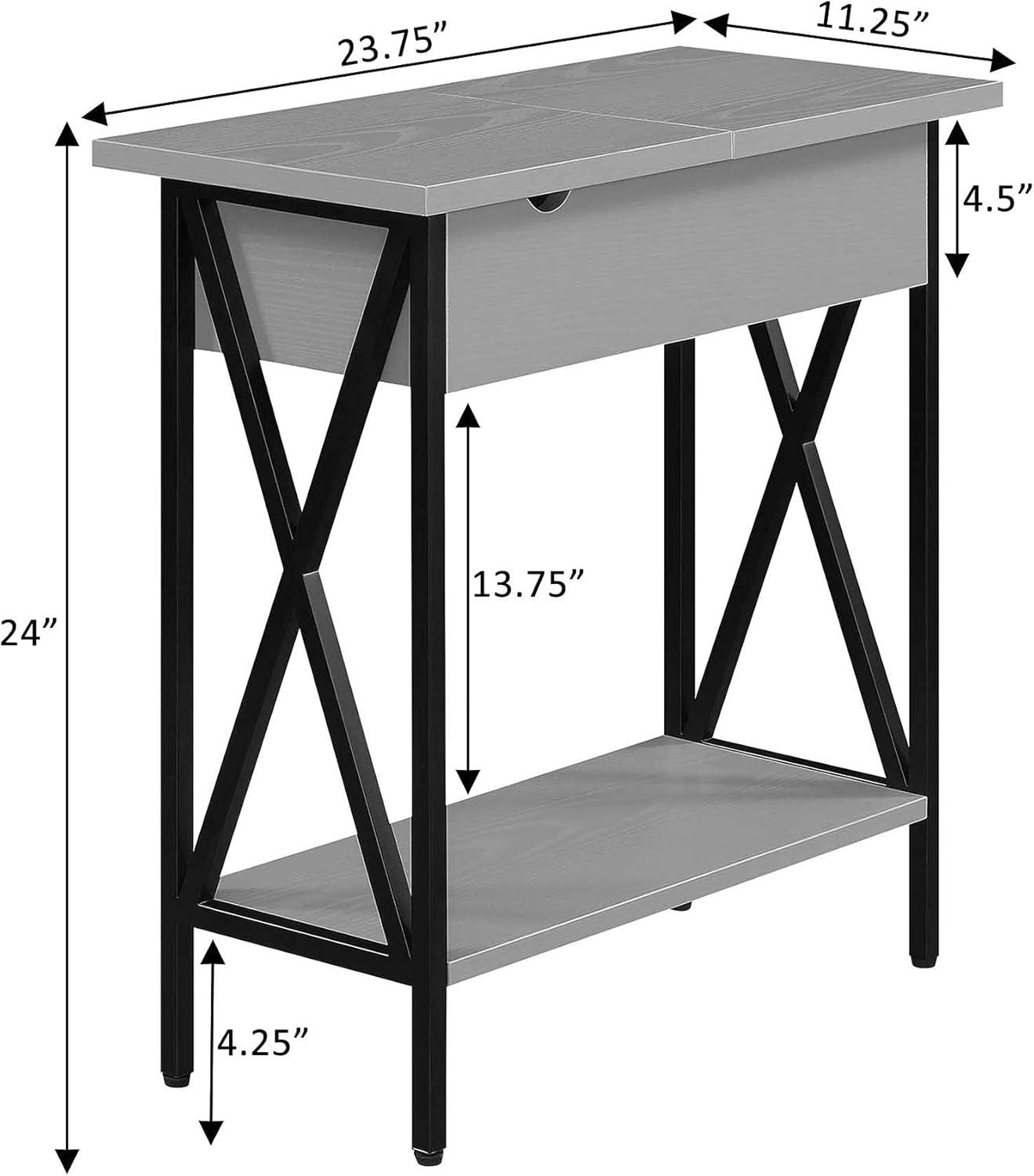 Convenience Concepts Tucson Flip Top End Table with Charging Station and Shelf, Multiple Finishes