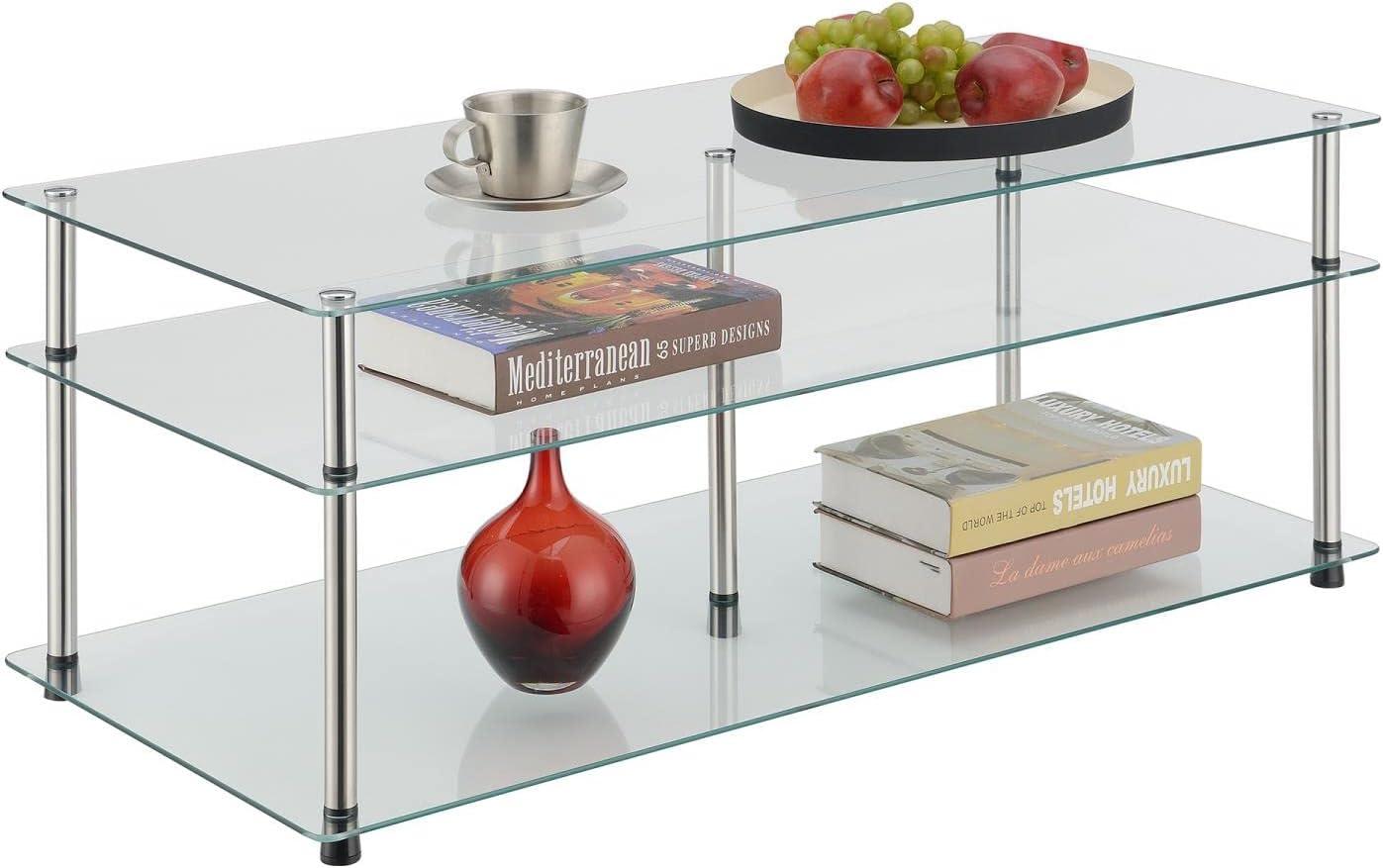 Designs2Go Classic Glass 3 Tier Coffee Table