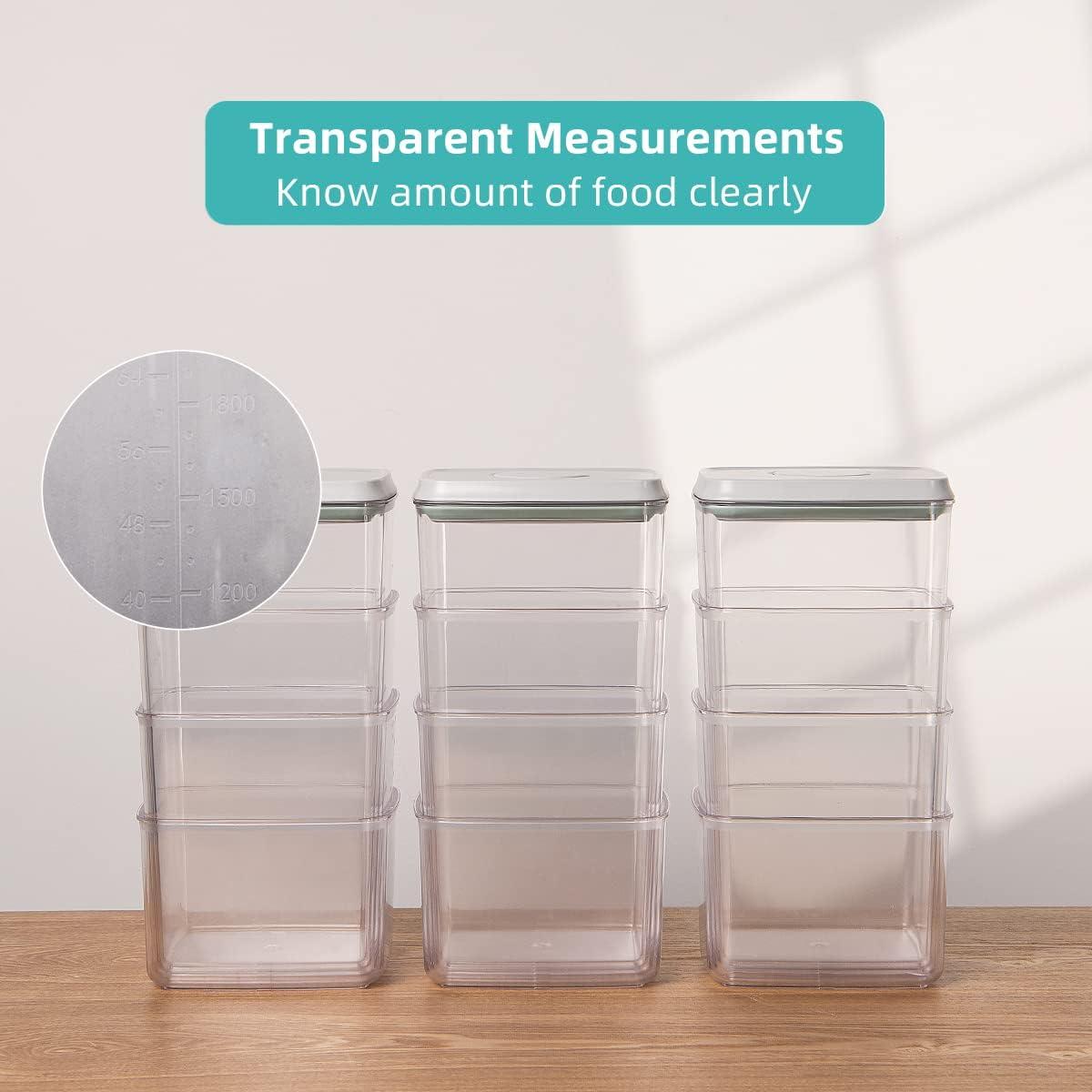 Food Storage Containers, 4 packs Airtight Clear Plastic Kitchen Canisters with One Button Pop Up Lids for Food Storage, Cereal, Candies, Cookies, Coffee, Nuts, Sugar etc.