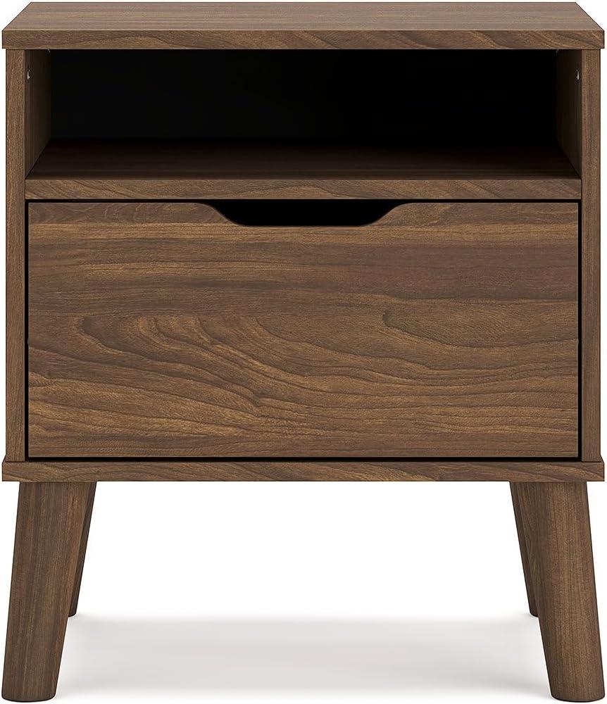 Auburn Brown 1-Drawer Mid-Century Modern Nightstand