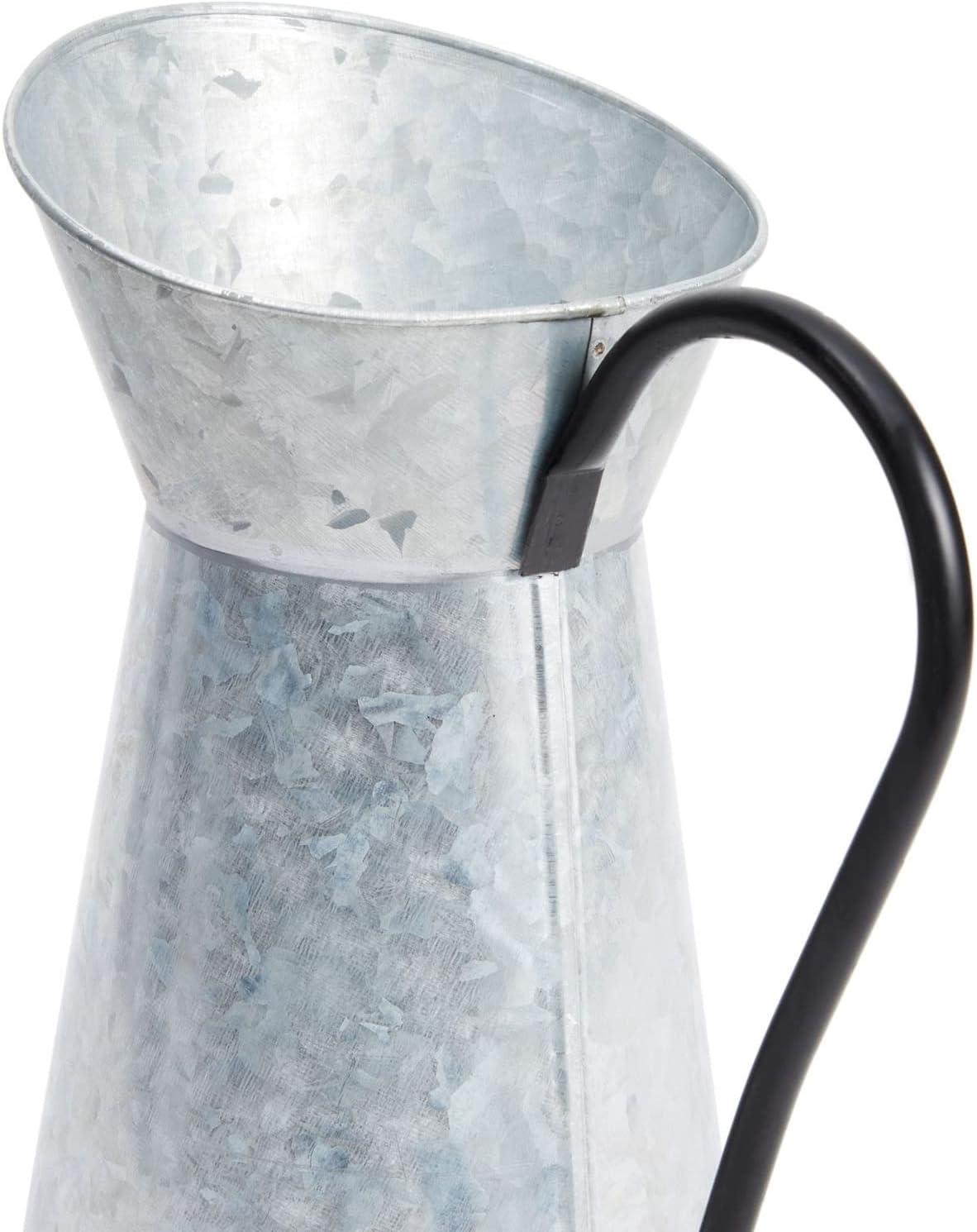 Juvale Rustic-Style Galvanized Pitcher Vase with Handle, Metal Watering Can for Farmhouse-Style Home Decor, Table Centerpieces, 12 In