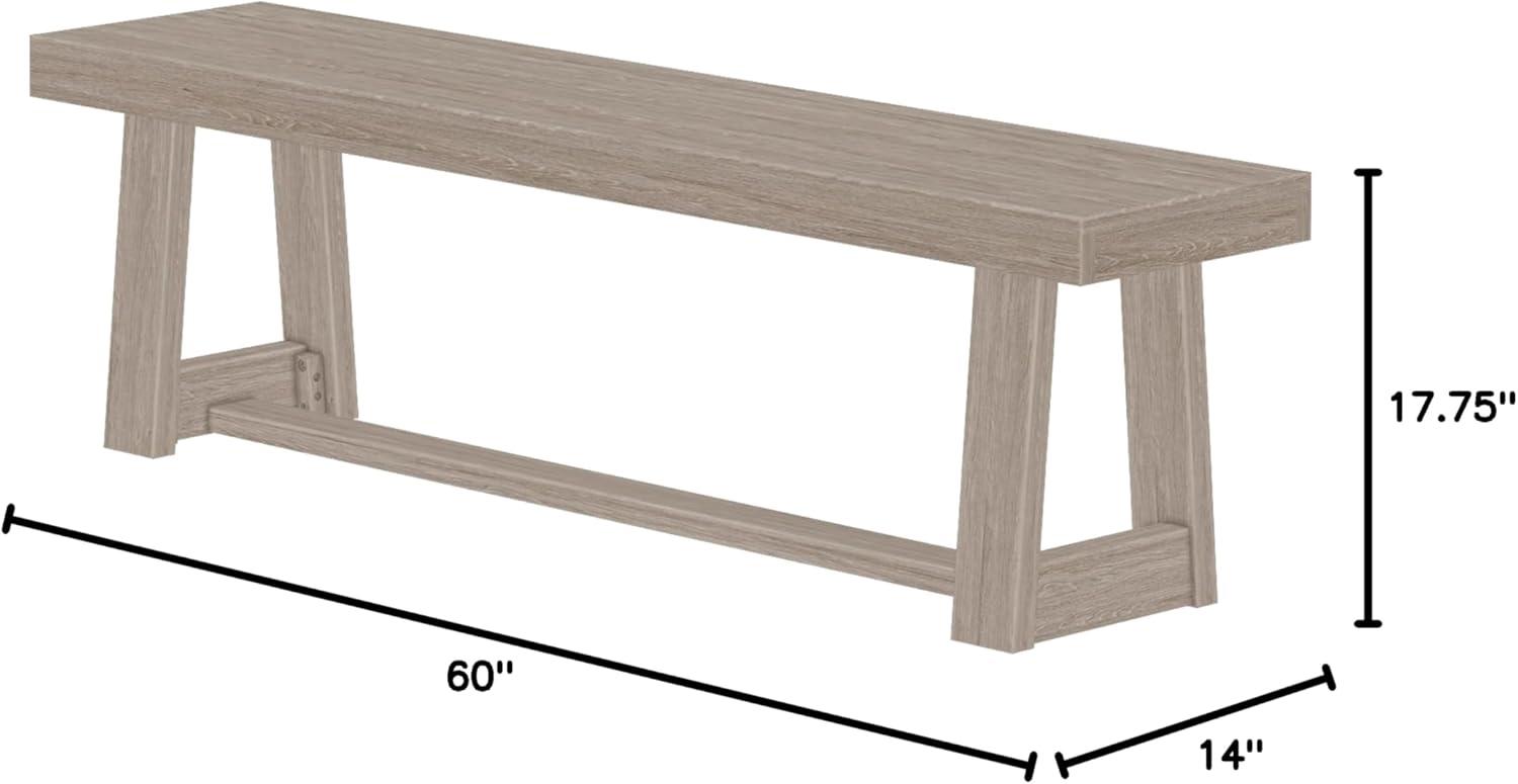 Plank+Beam  60" Classic Solid Wood Dining Bench, Bench for Dining Table