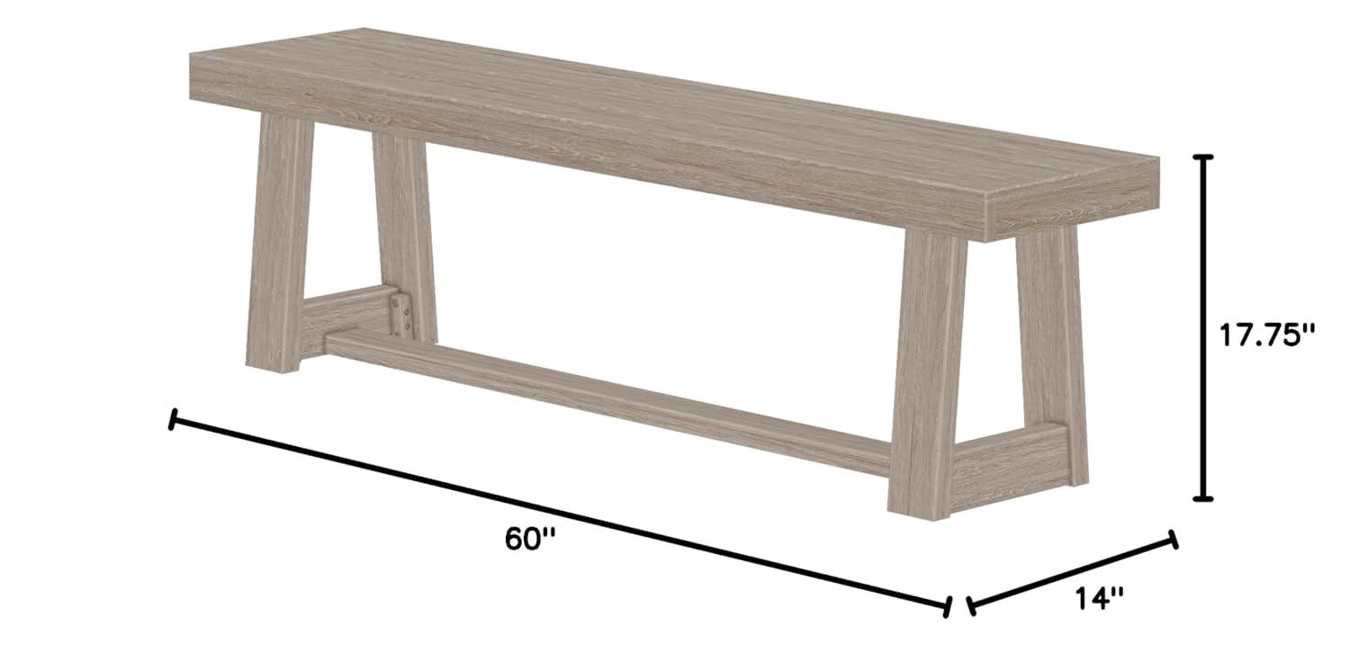 Plank+Beam  60" Classic Solid Wood Dining Bench, Bench for Dining Table