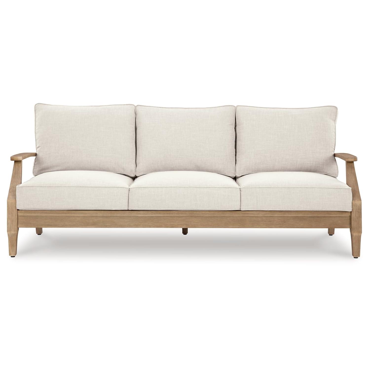 Signature Design by Ashley Carter Hall Outdoor Eucalyptus Patio Sofa in Beige