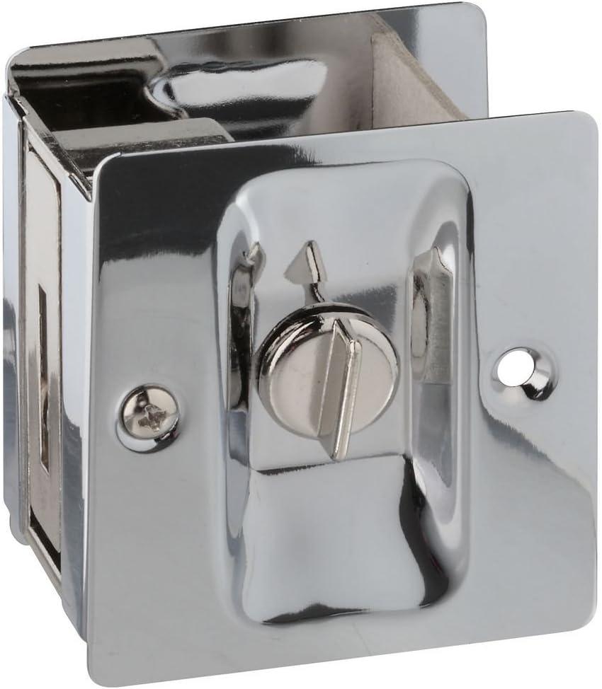 Chrome Brass Pocket Door Lock with Privacy Latch