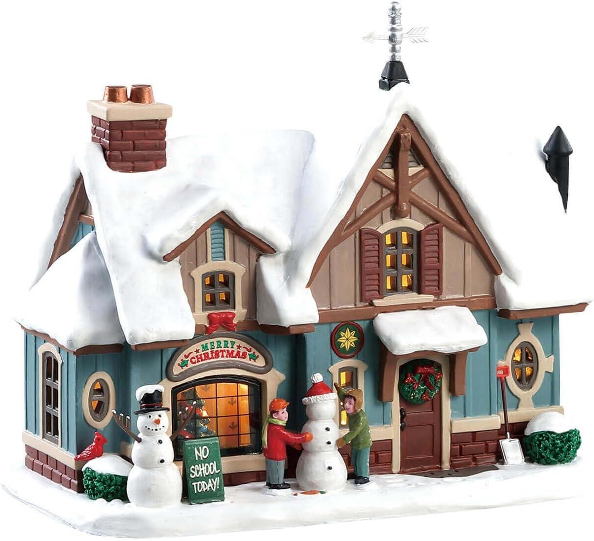 Porcelain Snow Day Village House with LED Lights