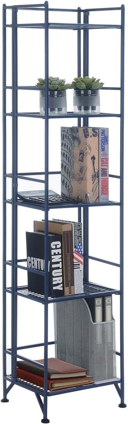 Cobalt Blue Adjustable 5-Tier Folding Metal Storage Shelf