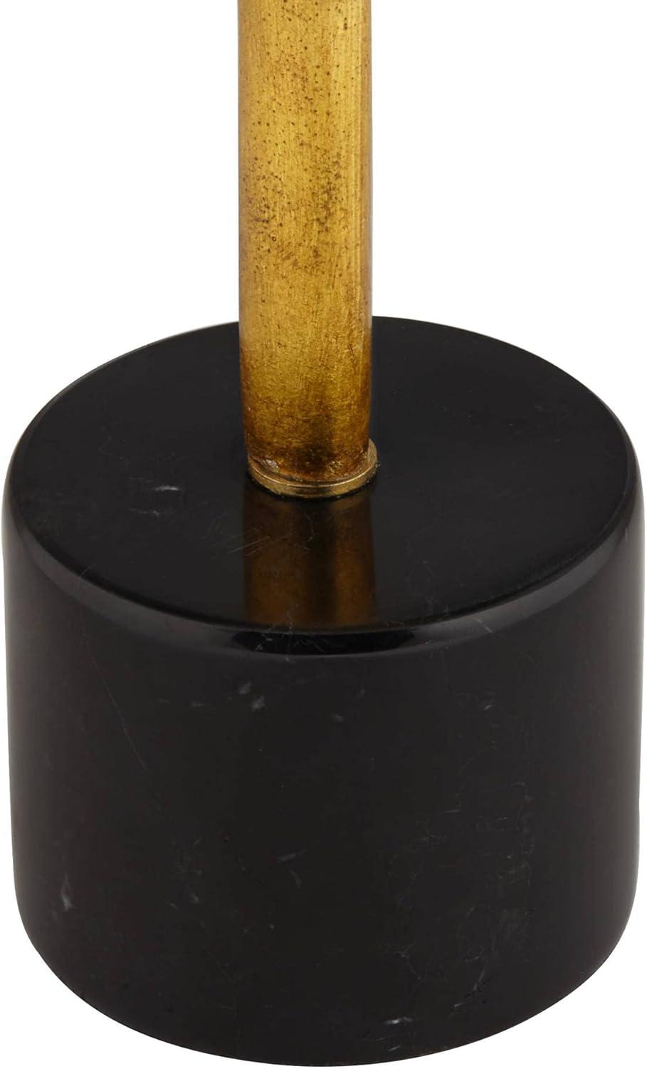 Possini Euro Design Athena Modern Buffet Table Lamp 35 1/2" Tall Sculptural Gold Leaf Black Drum Shade Bedroom Living Room Bedside Nightstand Office