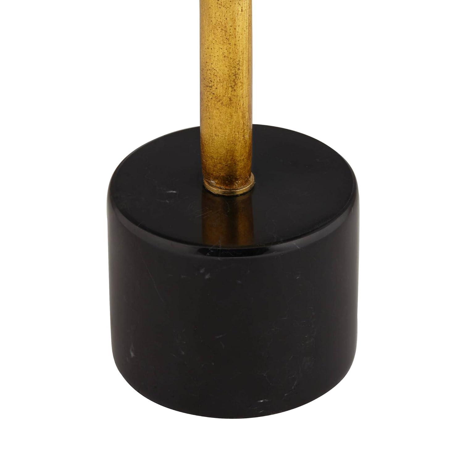 Possini Euro Design Athena Modern Buffet Table Lamp 35 1/2" Tall Sculptural Gold Leaf Black Drum Shade Bedroom Living Room Bedside Nightstand Office