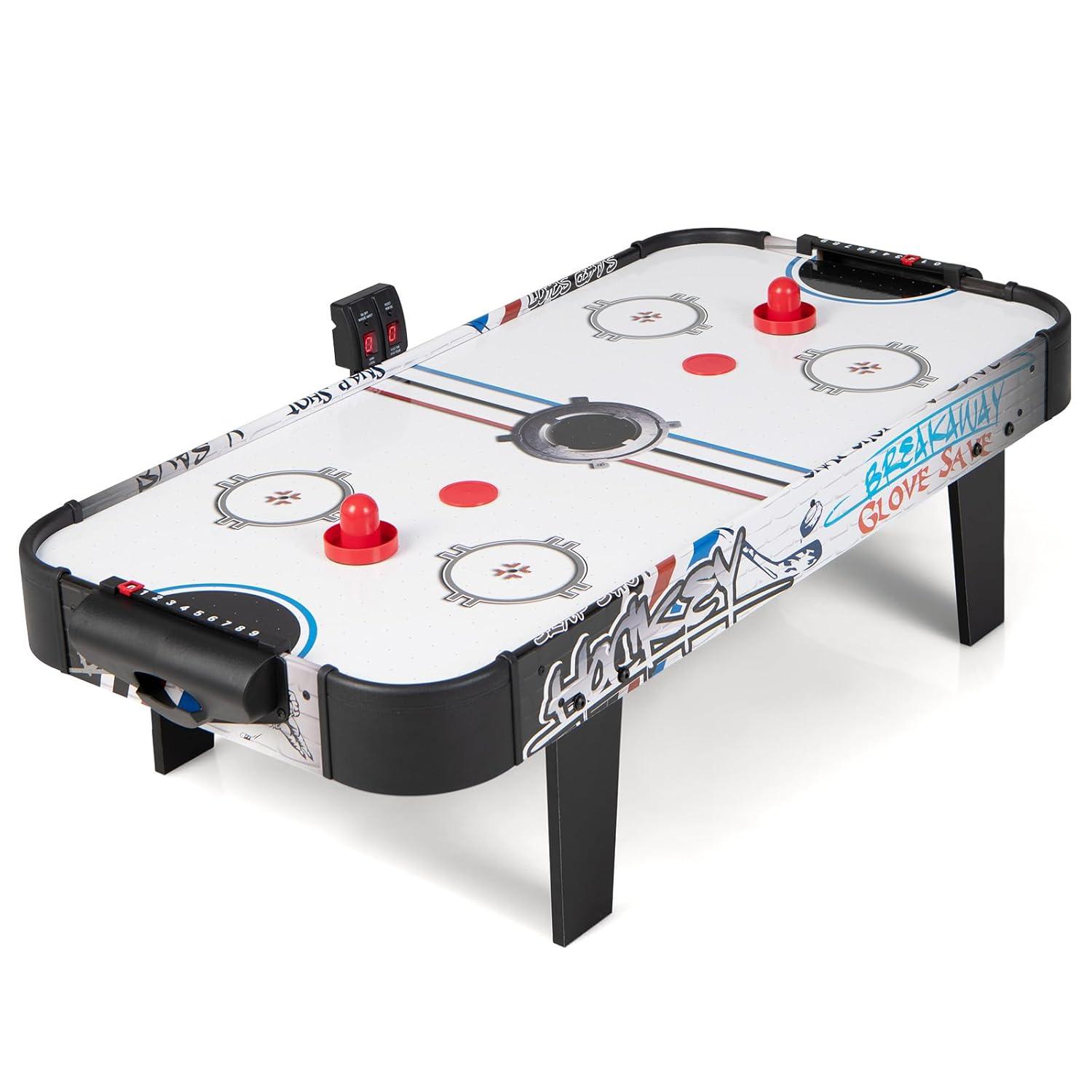 Costway 42''Air Powered Hockey Table Game Room Indoor Sport Electronic Scoring 2 Pushers