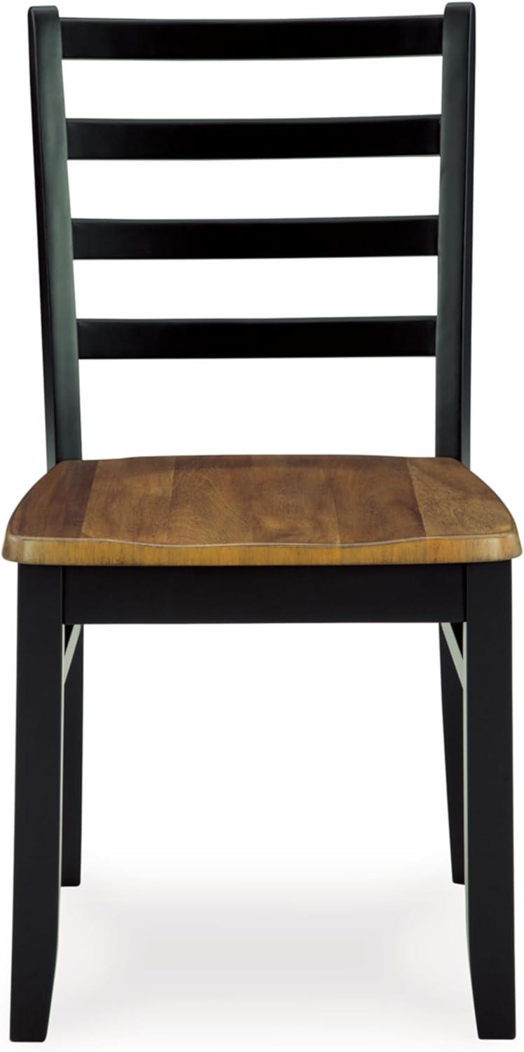 Transitional Black and Brown Rectangular Dining Table with 6 Chairs