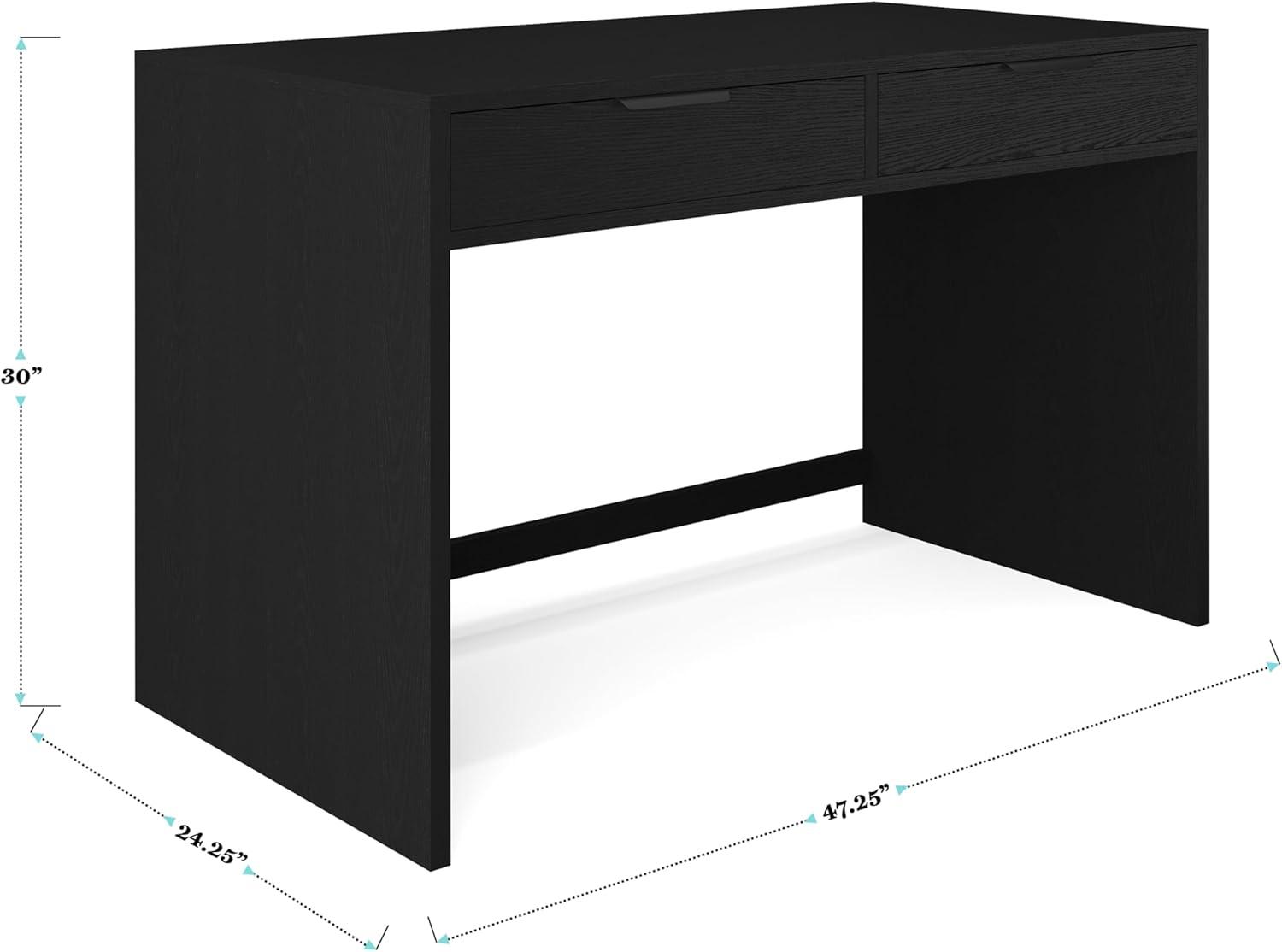 Martha Stewart Kayden Home Office Modular 2 Drawer Desk in Black with Oil Rubbed Bronze Hardware