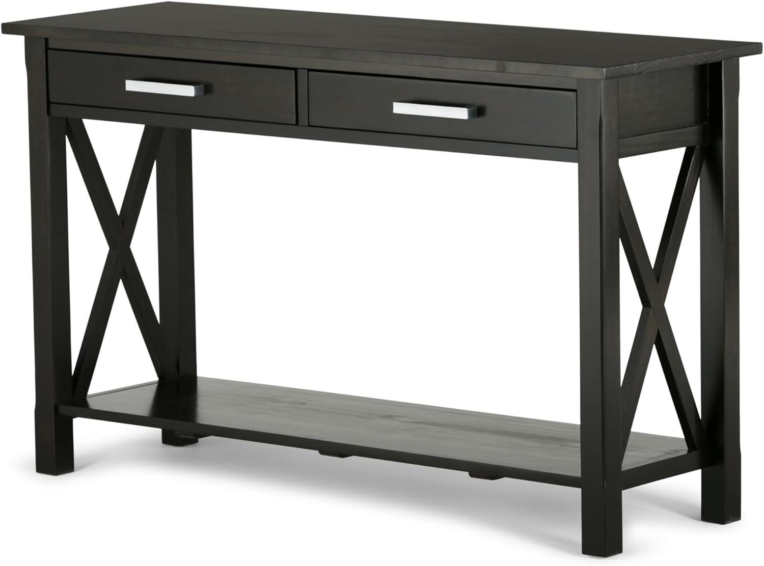 Simpli Home Kitchener 47"W Solid Wood Contemporary Storage Console Table with 2 Drawers and Bottom Storage Shelf