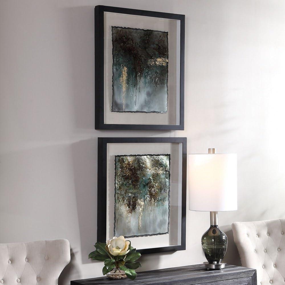 Contemporary Abstract Black and White Framed Print Set