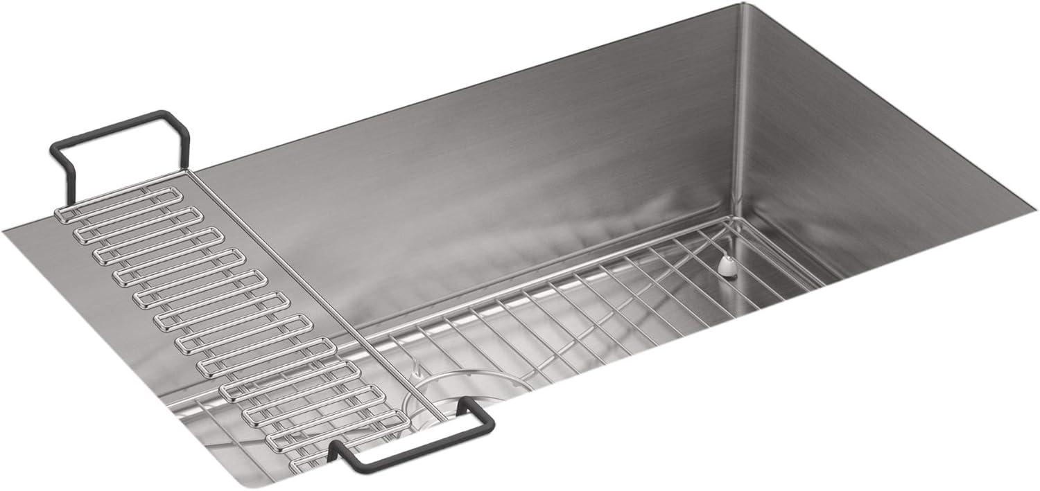 Strive® 29" L x 18-5/16" W x 9-5/16" Under-Mount Medium Single Bowl Kitchen Sink with Basin Rack