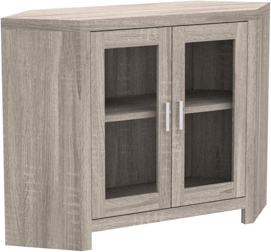 Monarch TV STAND - 42"L / DARK TAUPE CORNER WITH GLASS DOORS