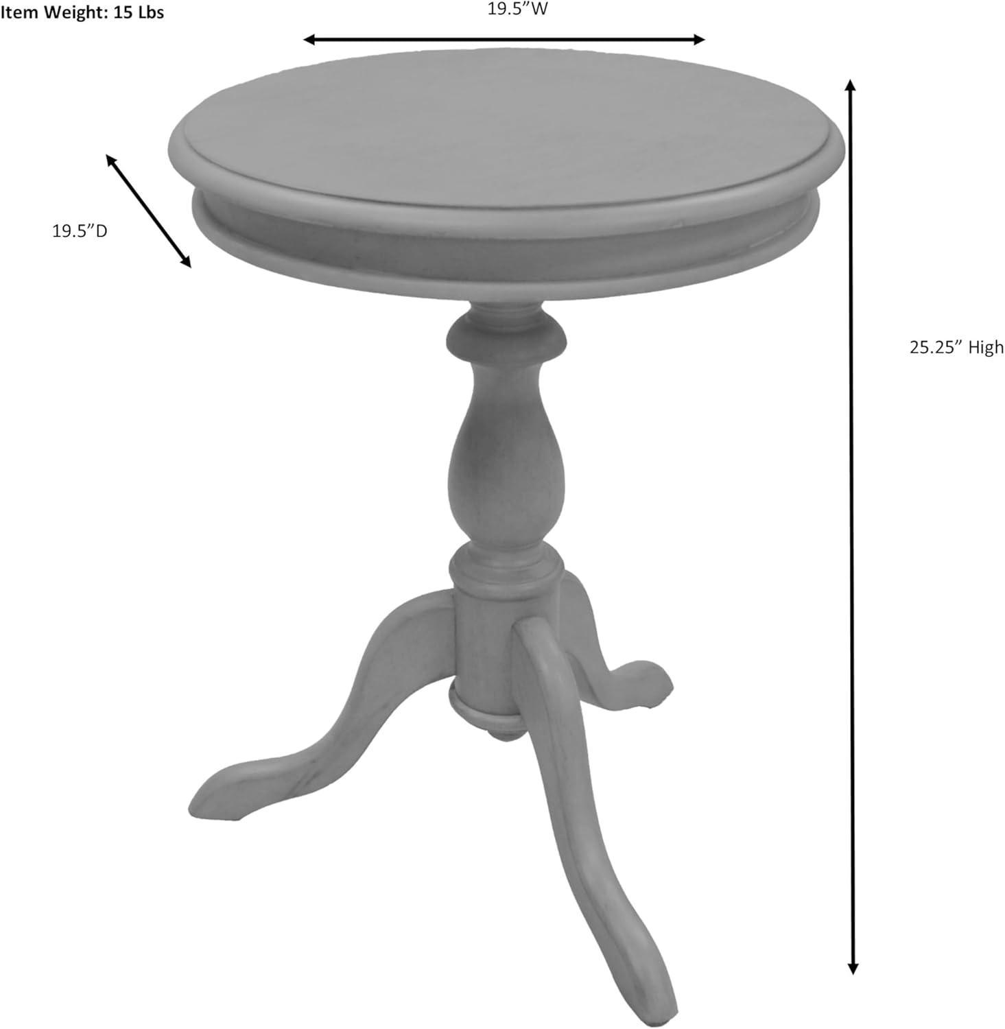 Carolina Living Paloma Accent Table - Weathered Gray and Table: Solid Wood, Round Pedestal Base, 25.25" Height
