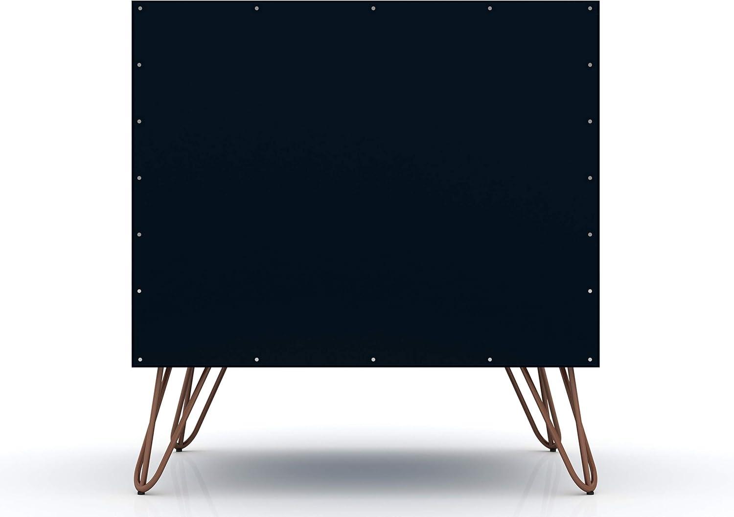 Manhattan Comfort 1.0 Rockefeller Nightstand Blue: Modern Bedside Table with Storage, Shelving & Metal Glides