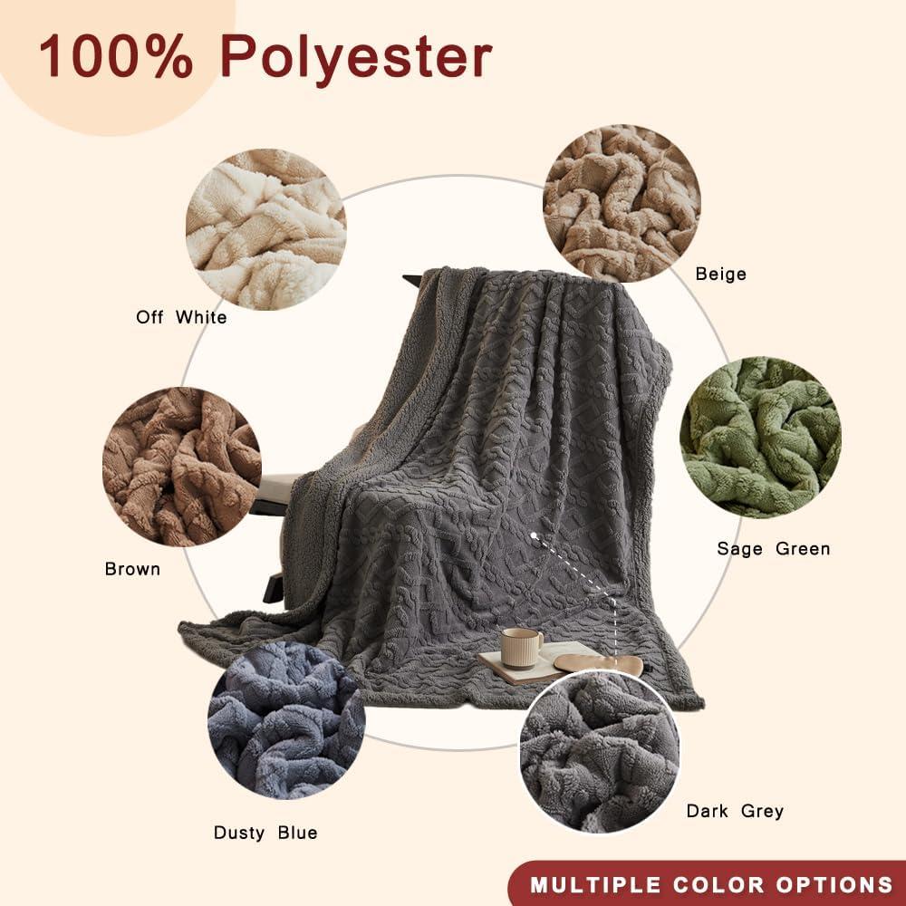 PU MEI Sherpa Throw Blanket for Couch Sofa 60”*80”- Fleece Tufted Fuzzy Soft Cozy Blanket for Bed, Thick Warm Blanket for All Seasons, (Dusty Blue, 60"*80")