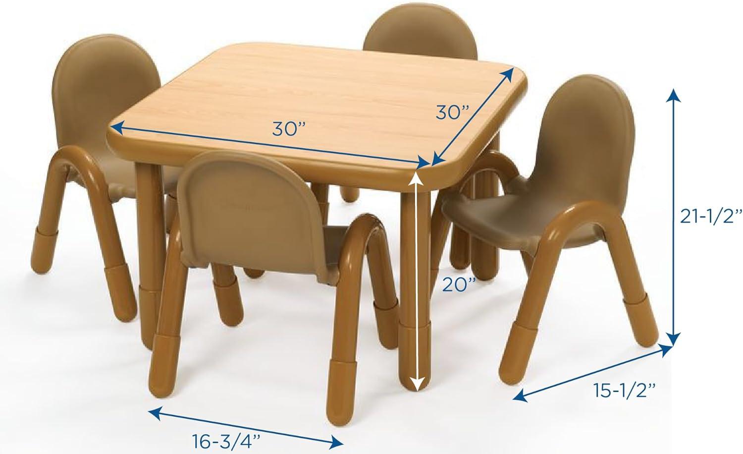 Angeles BASELINE Preschool 30" Square Table & Chair Set - Natural Wood