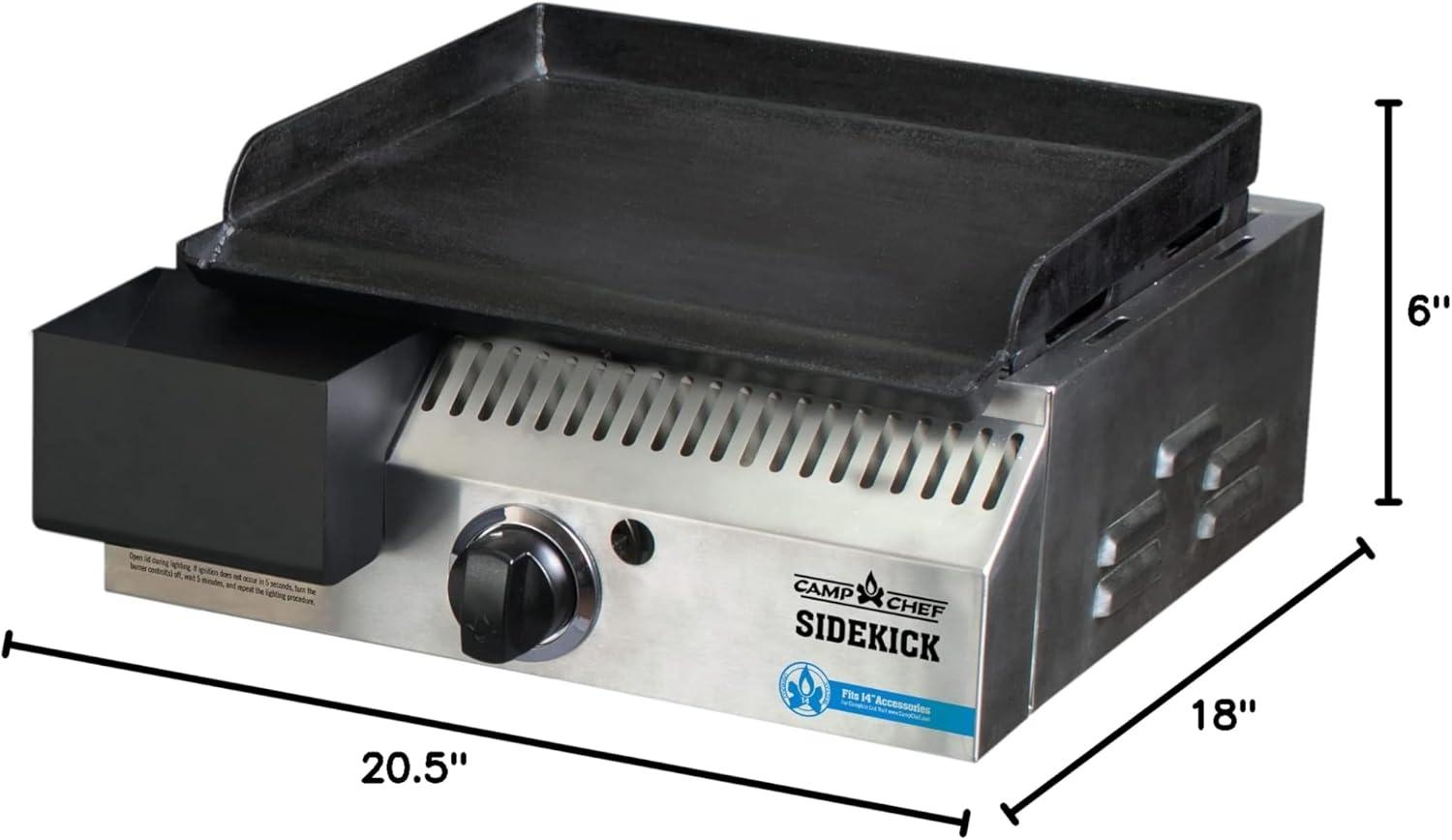 Stainless Steel Side Burner Grill Accessory with Griddle