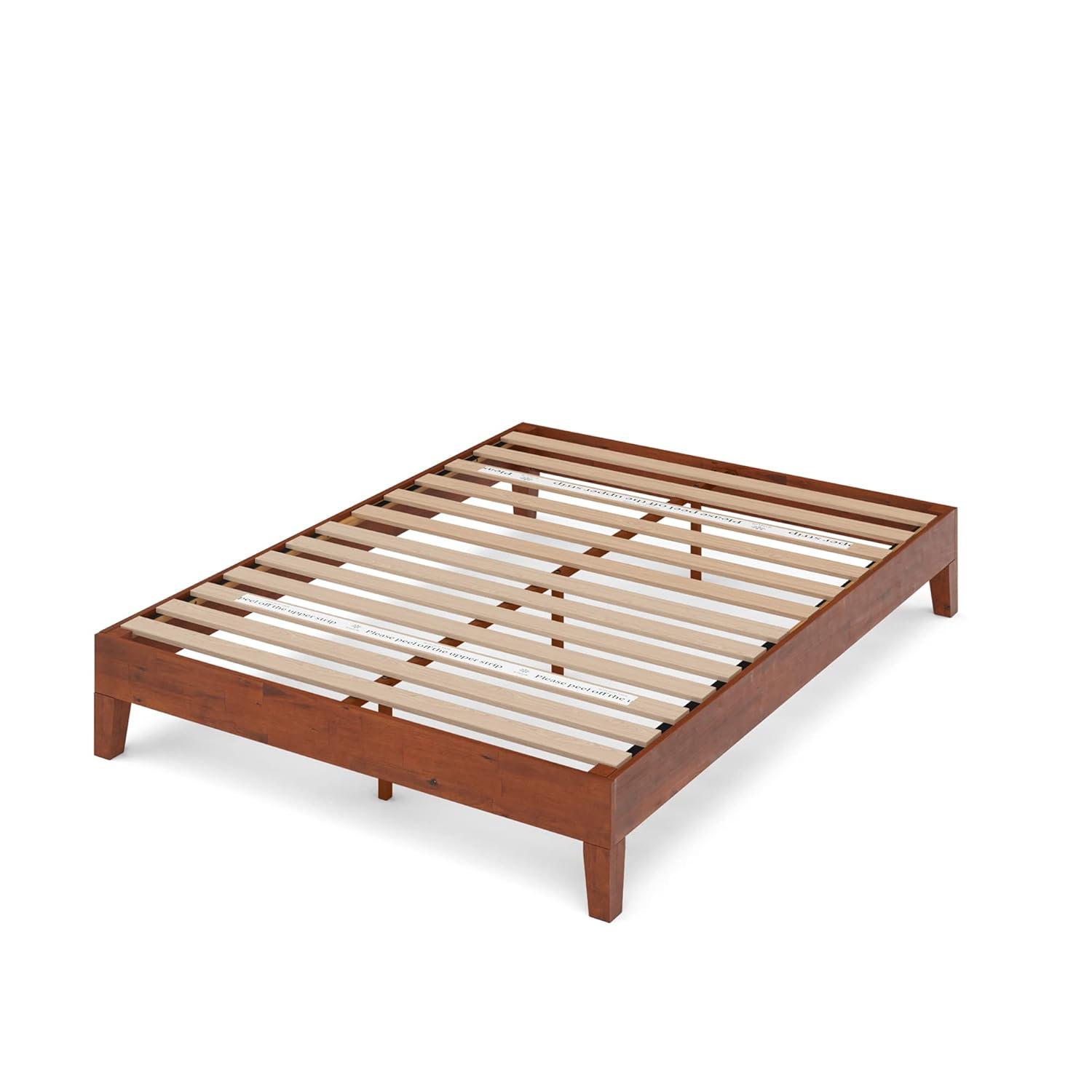Cherry Queen Wood Frame Platform Bed with Slats