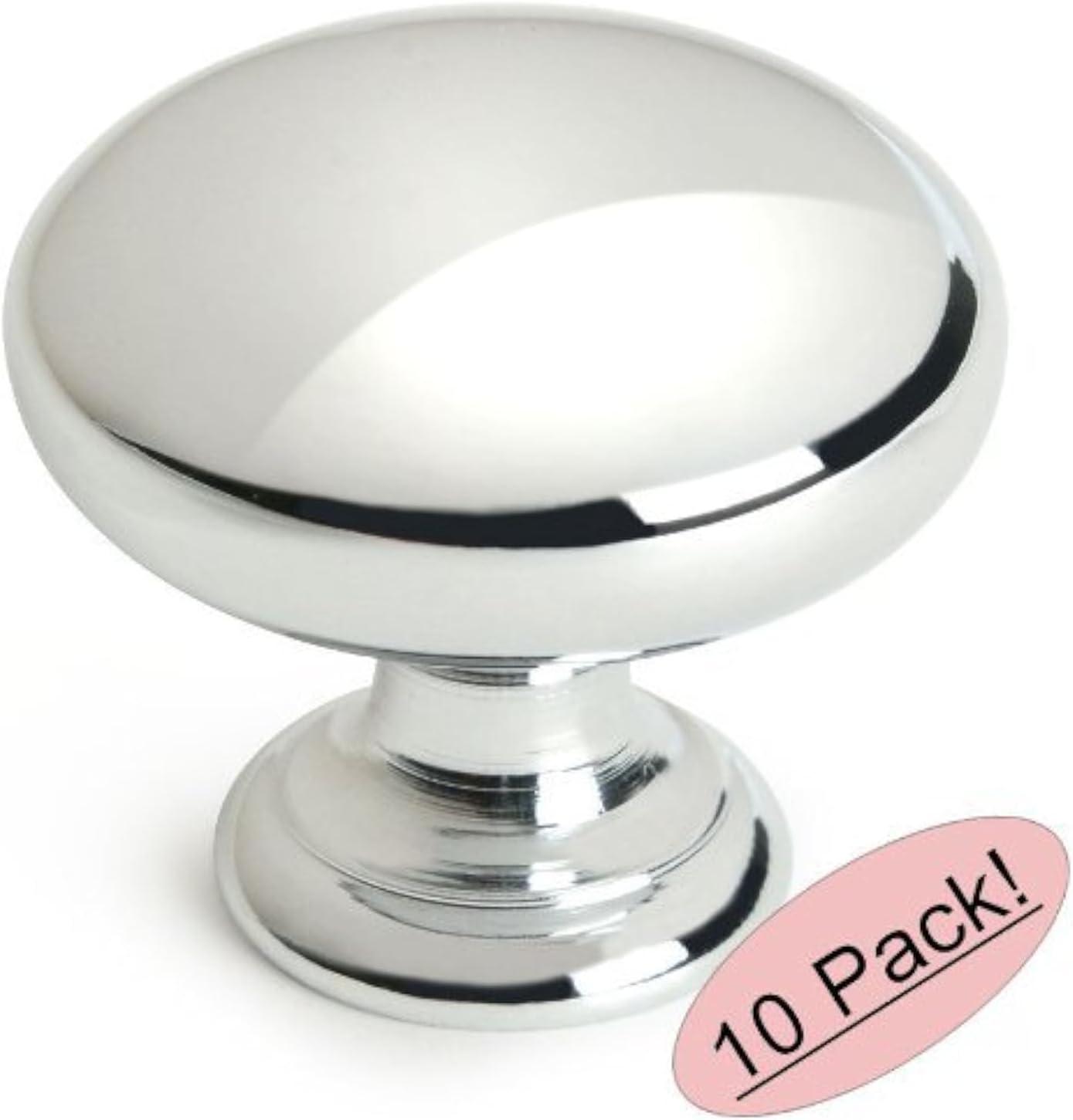 Cosmas 10 Pack 4950CH Polished Chrome Cabinet Hardware Round Mushroom Knob - 1-1/4" Diameter
