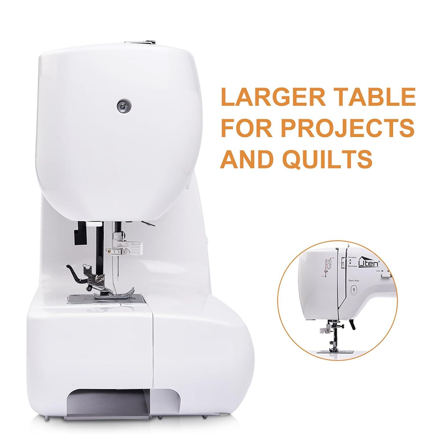 Uten Portable White Computerized Quilting Sewing Machine