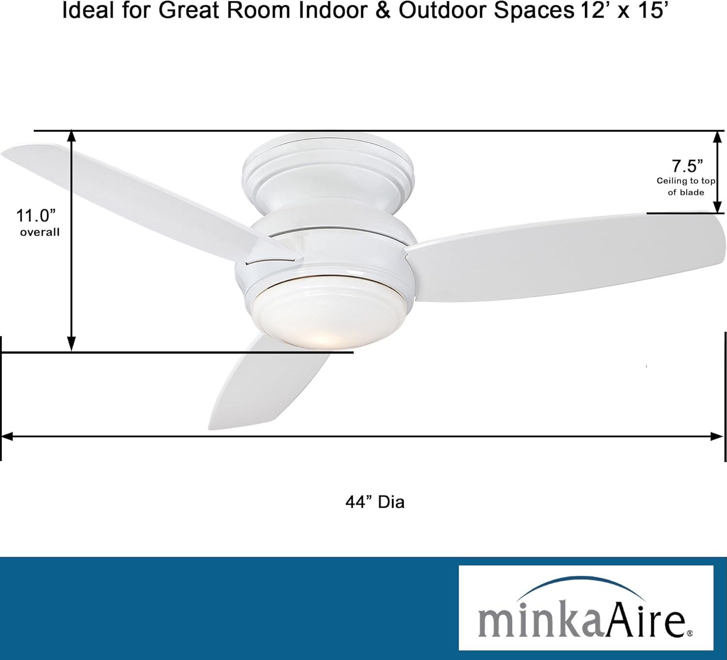 44" Minka Aire Vintage Hugger Outdoor Ceiling Fan with LED Light White Wet Rated for Patio Exterior House Porch Gazebo Garage Barn