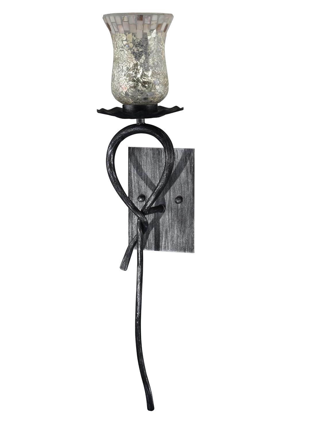 Dale Tiffany Hunters LED Mosaic Art Glass Creek Wall Sconce - Silver and Black