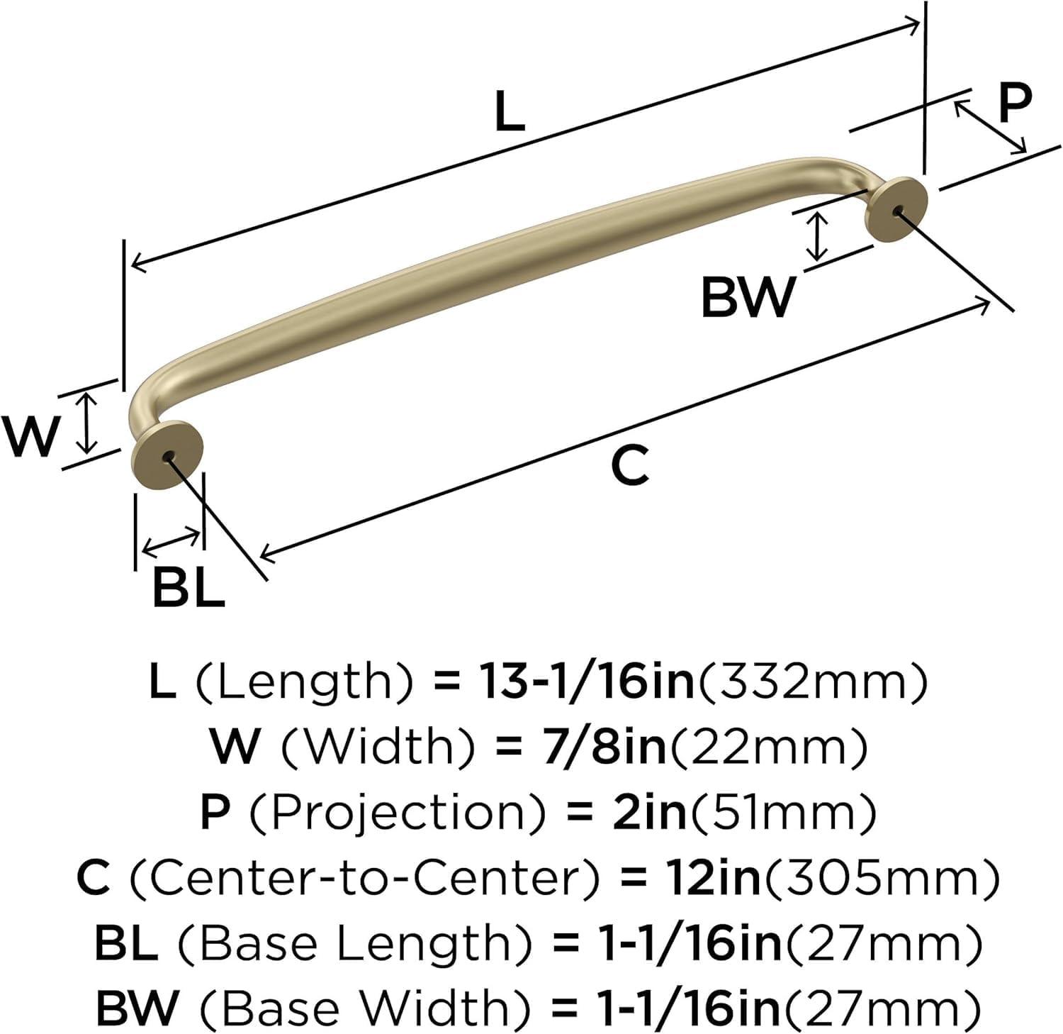 Amerock Renown 12 inch (305mm) Center-to-Center Golden Champagne Appliance Pull