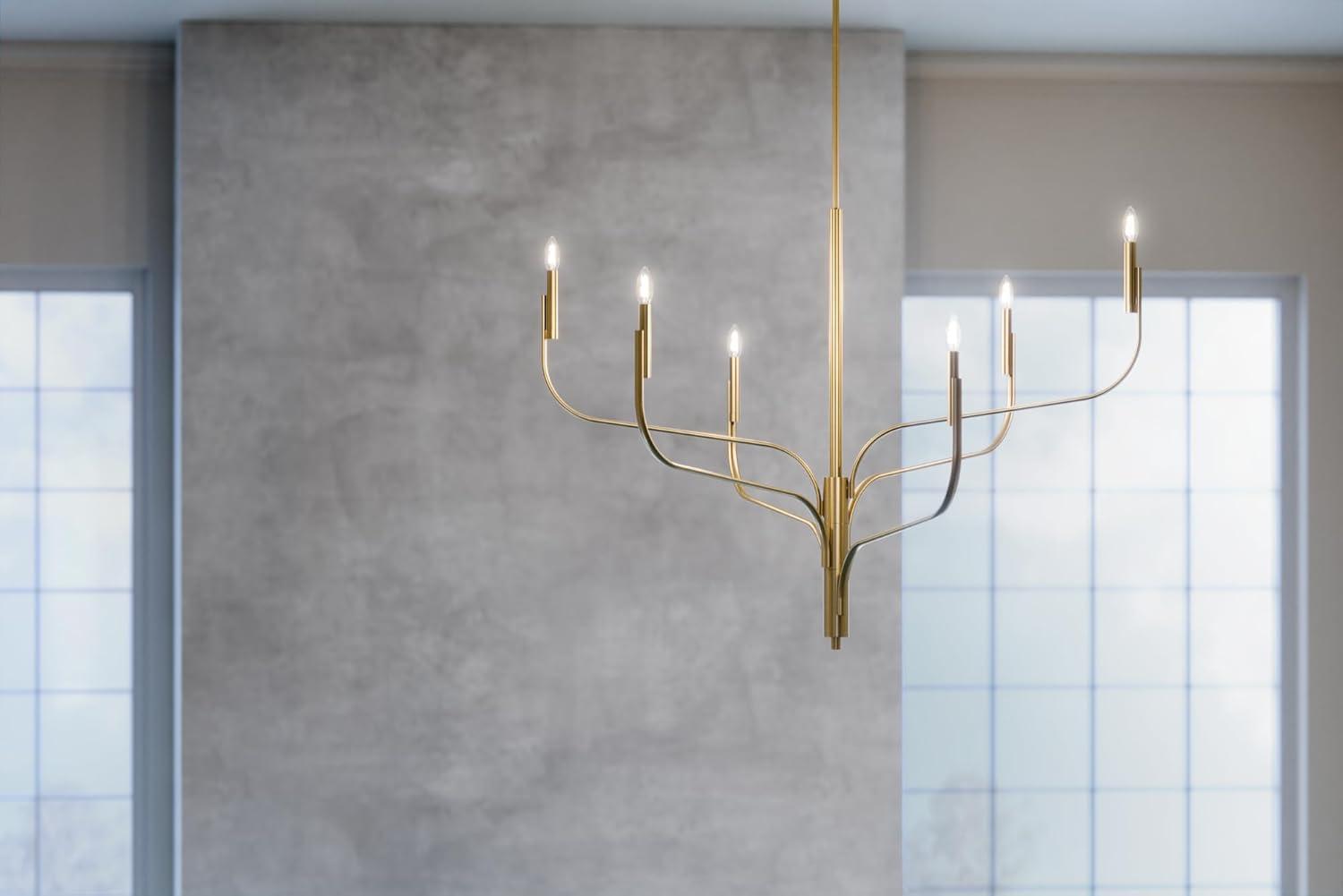 KICHLER Livadia 6-Light Chandelier, Soft Modern-Light in Champagne Bronze, for Foyer, Great Room, or Vaulted Dining or Bedroom (33.25" x 47.25"), 52674CPZ