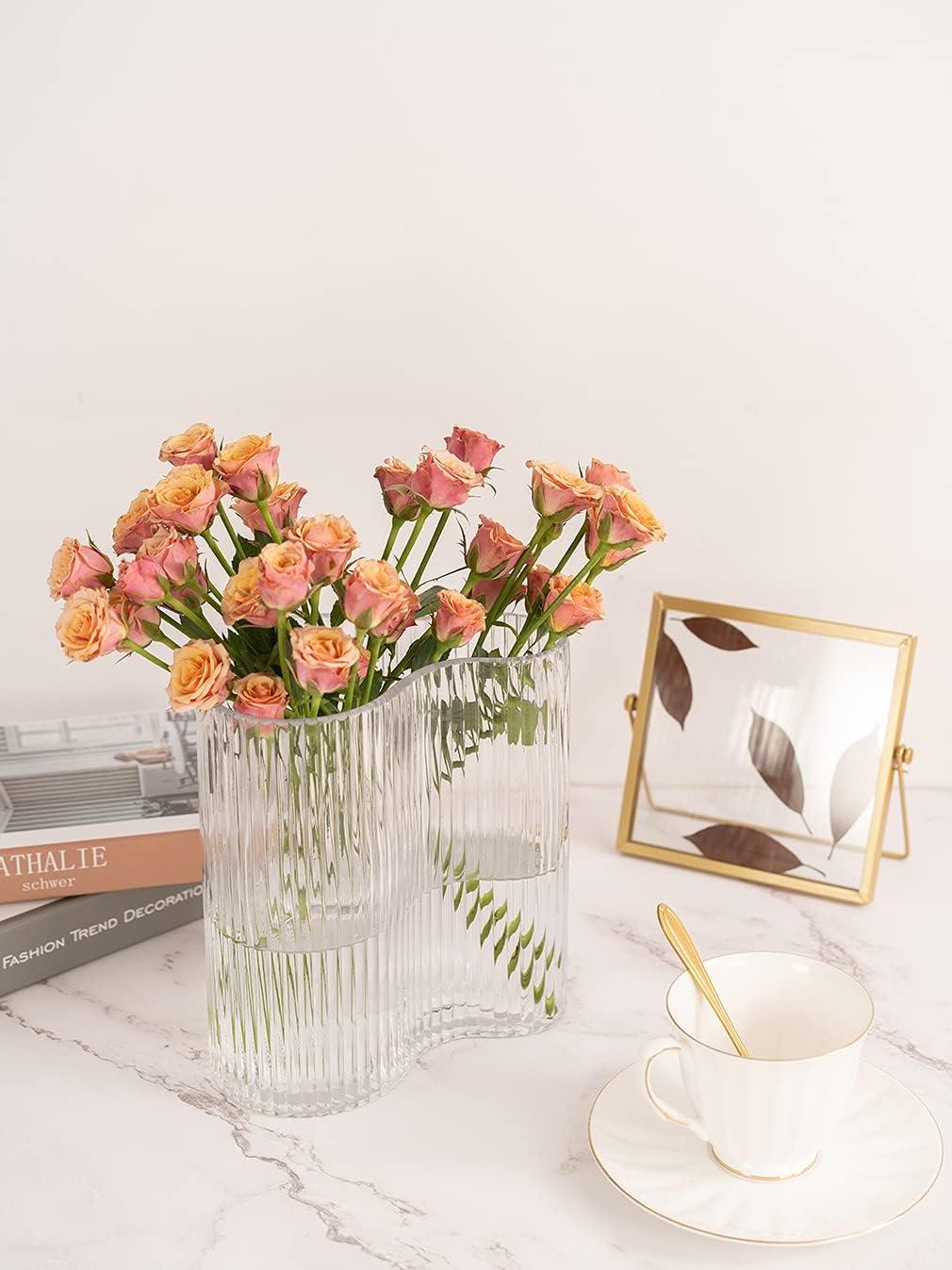 Clear Footprint Shape Glass Vase for Flowers 8.3 Inch