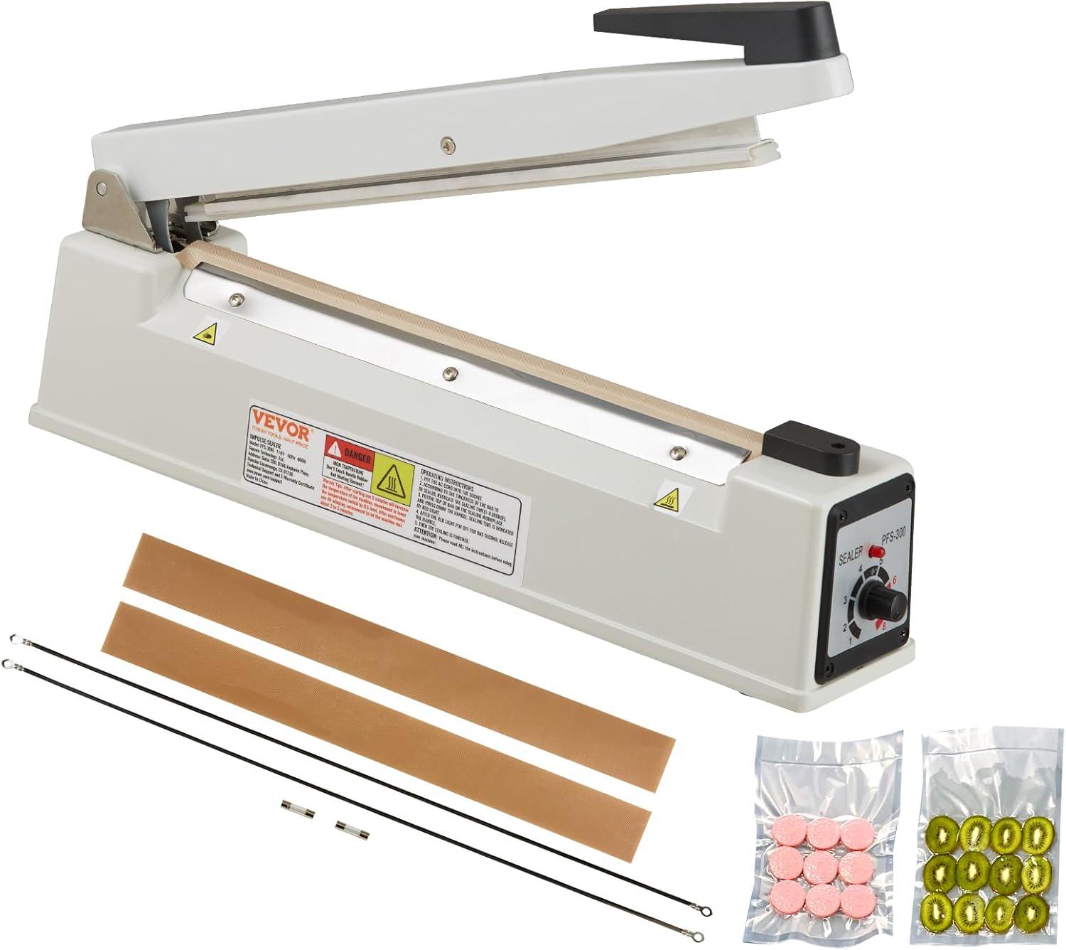 VEVOR VEVOR 12" Aluminum Hand Impulse Heat Sealer Machine Poly Plastic Bags Sealing