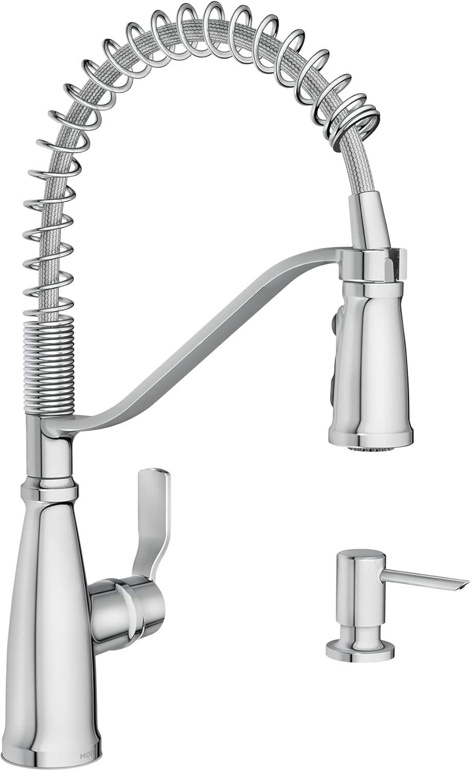 Chrome Single Handle Spring Kitchen Faucet with Pull-Out Spray