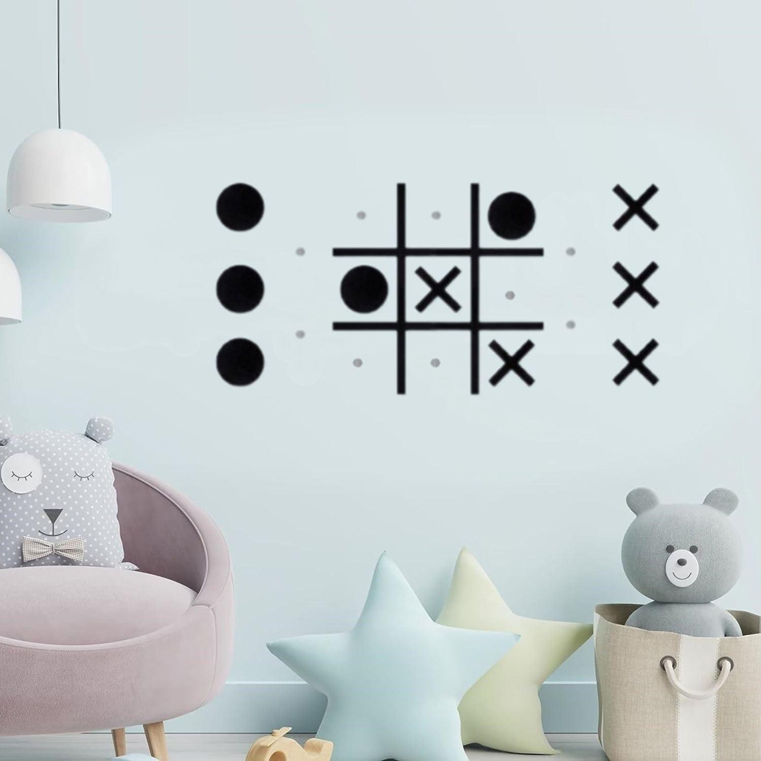 Wood Magnetic Tic Tac Toe Wall-Mount Game Fun Tic