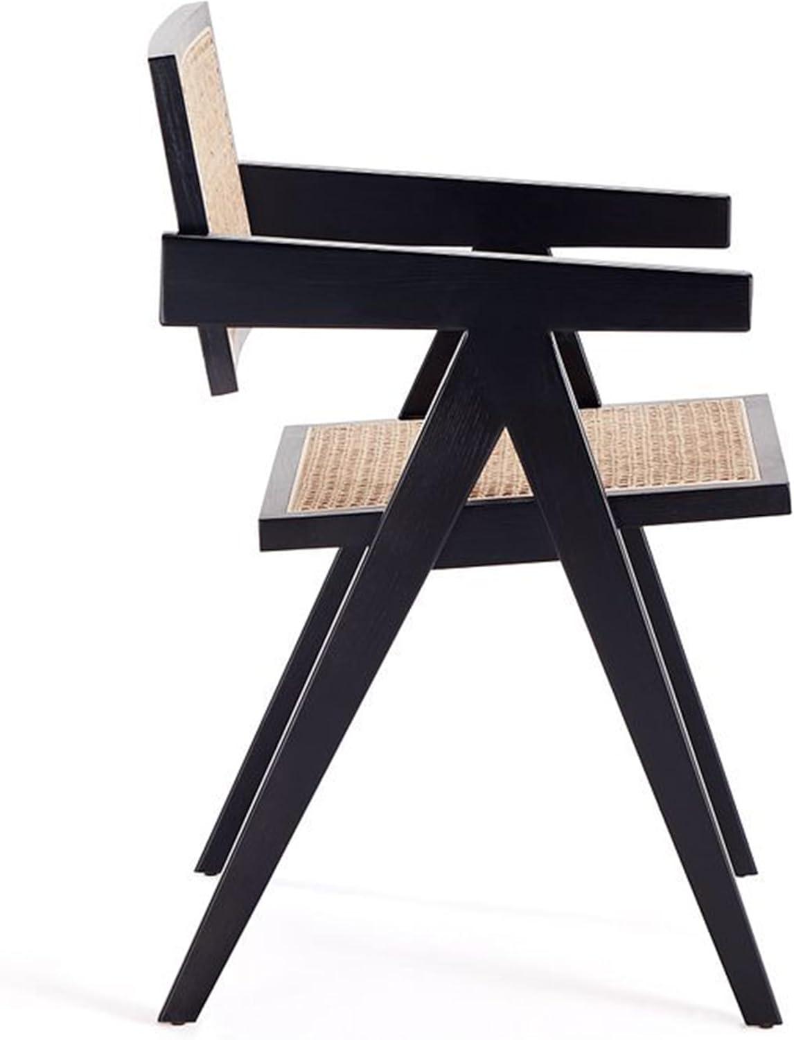 Manhattan Comfort Hamlet 18.11" Wood Dining Arm Chair in Black (Set of 2)