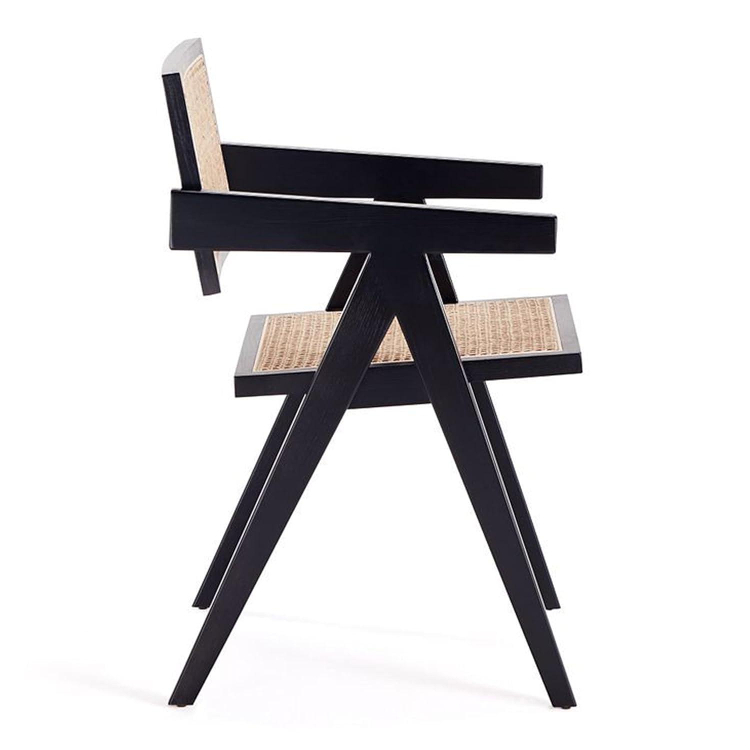Manhattan Comfort Hamlet 18.11" Wood Dining Arm Chair in Black (Set of 2)
