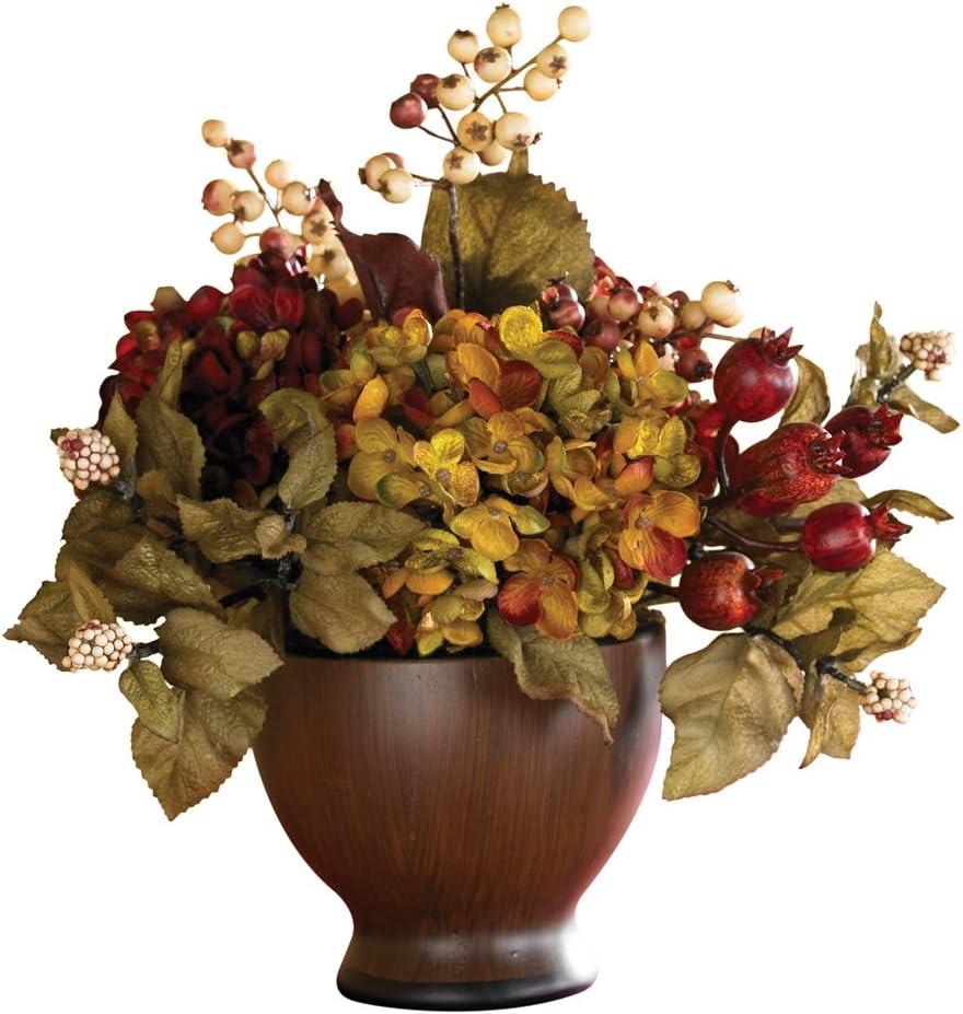 Autumn Elegance Hydrangea Tabletop Centerpiece in Chestnut Vase