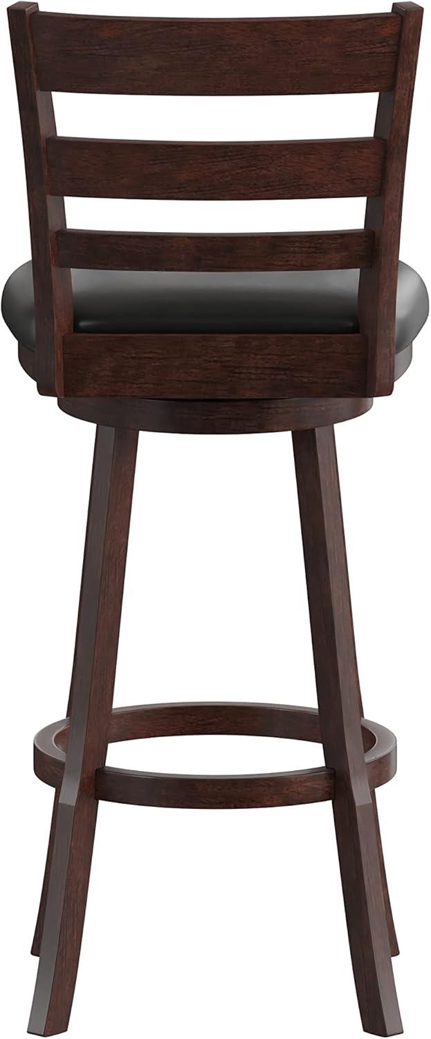 Taylor & Logan Zayne Barstool Espresso: Round Faux Leather, Wood Frame, 300 lbs Capacity