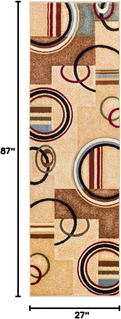 Well Woven Barclay Arcs & Shapes Modern Geometric Ivory 2'3" x 7'3" Runner Rug