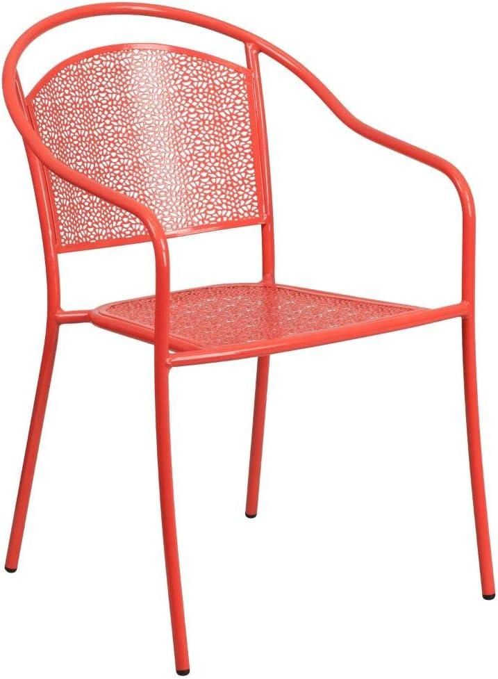 Coral Rain Flower 35.5" Square Steel Outdoor Dining Set with 4 Chairs