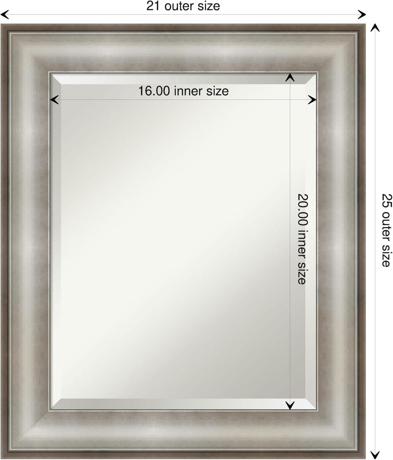 Amanti Art Beveled Bathroom Wall Mirror - Imperial Frame Imperial Silver Outer Size: 21 x 25 in Silver