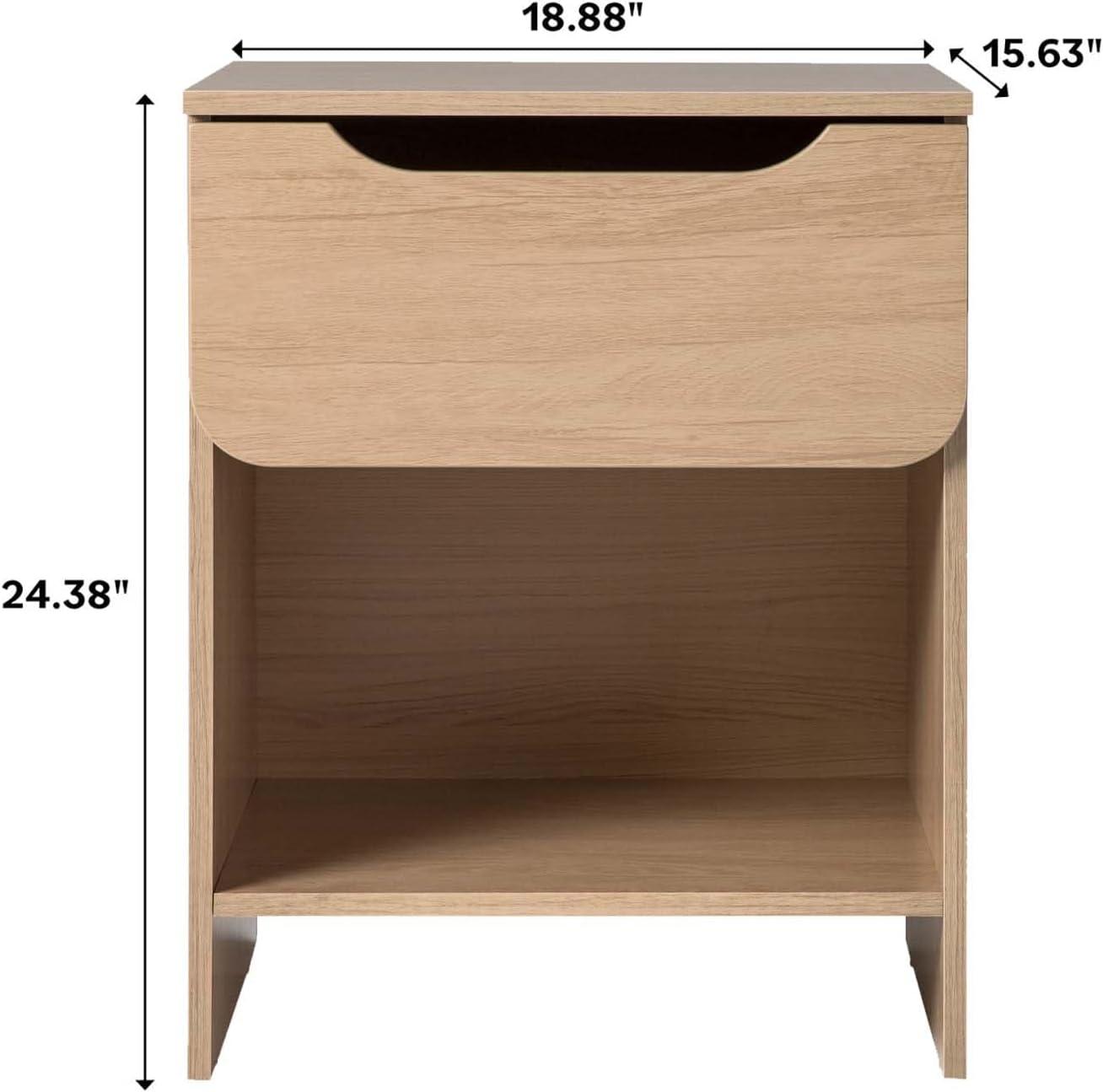 Walker Edison Modern Scandi 1-Drawer Nightstand, Riviera