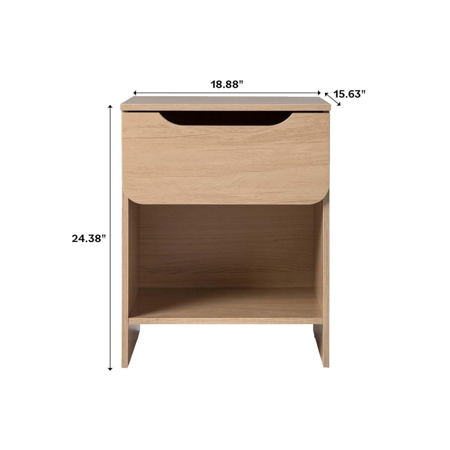 Walker Edison Modern Scandi 1-Drawer Nightstand, Riviera