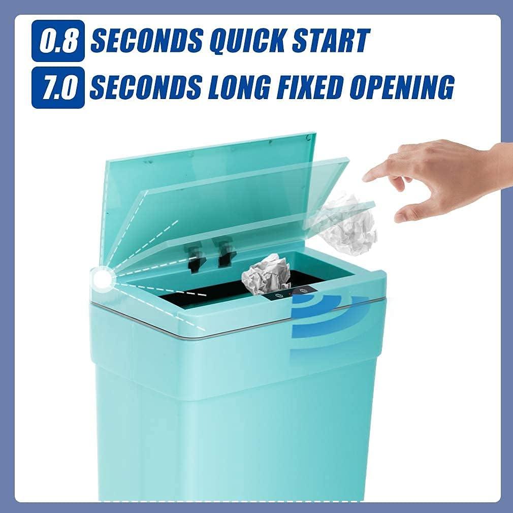 13 Gallon Kitchen Trash Can, Automatic Trash Can 50L Garbage Bin Touch Trash Can with Lid High-Capacity Waste Bins for Bedroom Bathroom Home Office Plastic Sensor Trash Can (Blue, 2)