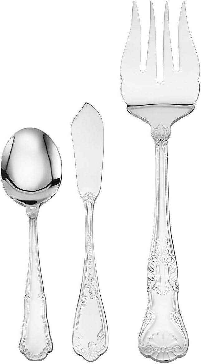 Wallace Wallace Hotel Lux 77-Piece 18/10 Stainless Steel Flatware Set, Silver, Service for 12