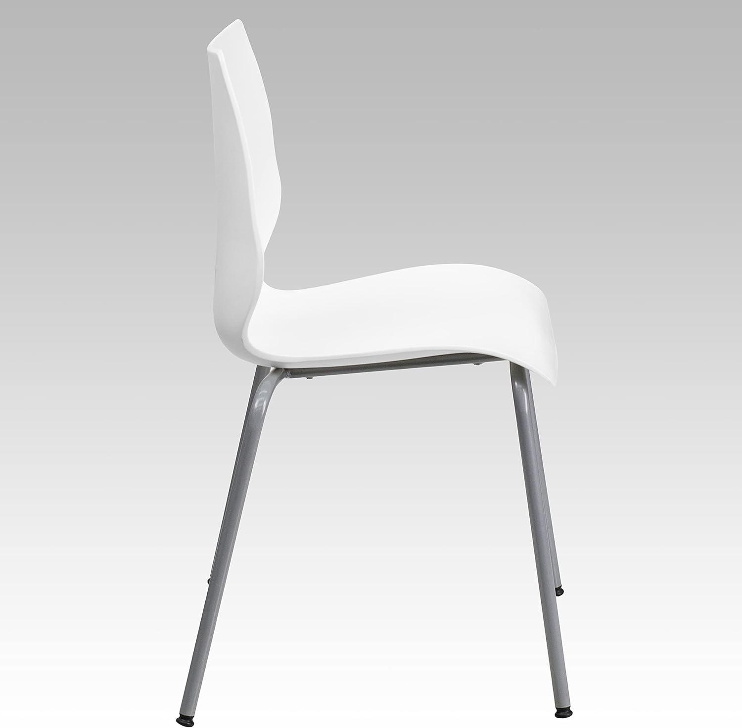 White Ergonomic Metal Stacking Chairs, Set of 5